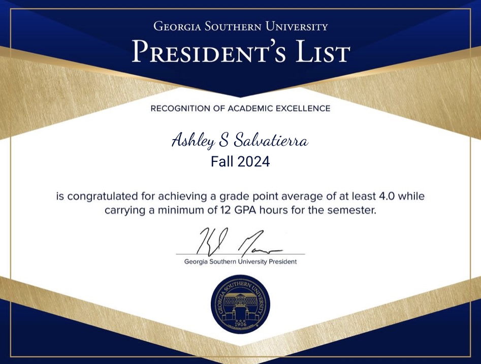 Award for academic excellence Fall 2024,