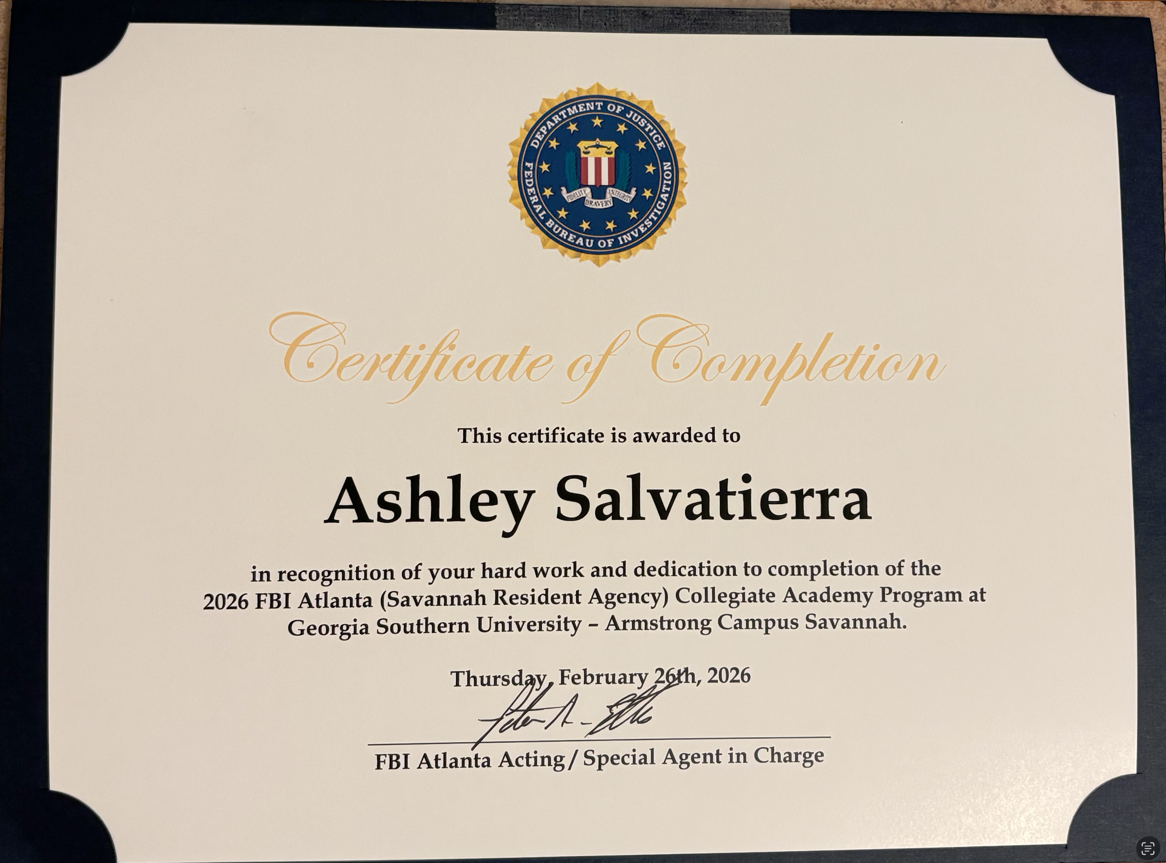 Award for academic excellence Fall 2024,